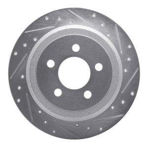 Dodge Nitro Brake Rotor (1) - Rear Right - R1 Concepts - Drilled & Slotted - Silver - `07-`12